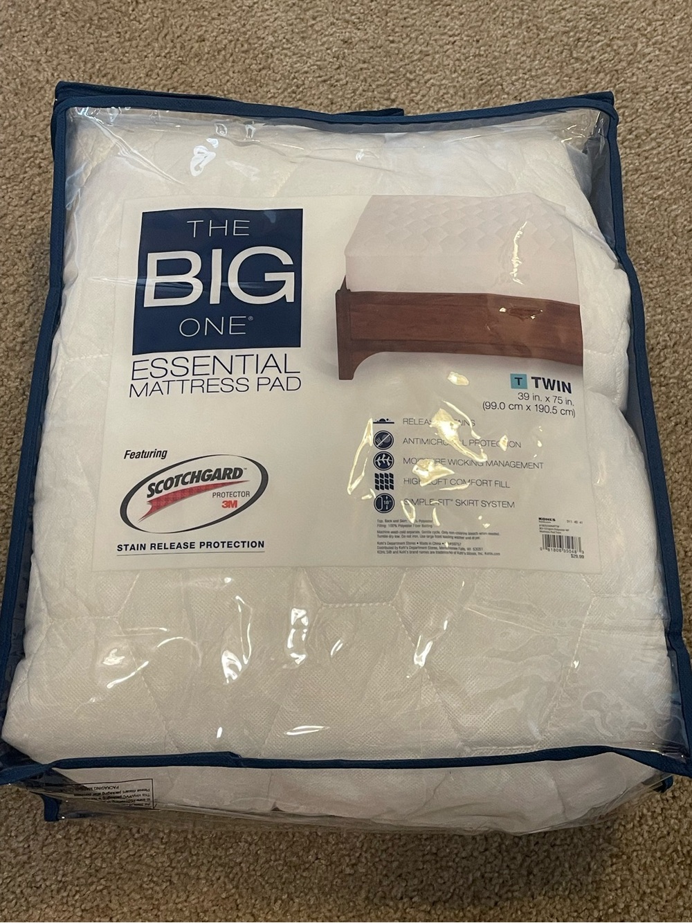 The Big One White Twin Essential Mattress Pad White Quilted Bedding Topper